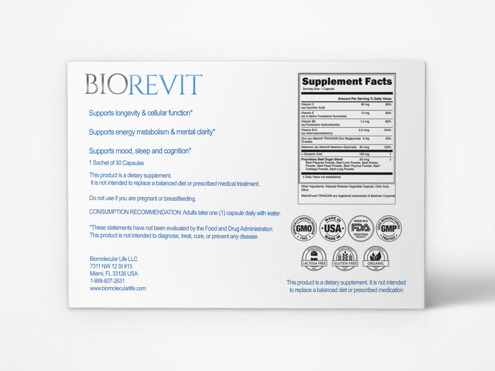 BIOREVIT supplement — formulation and nutritional panel